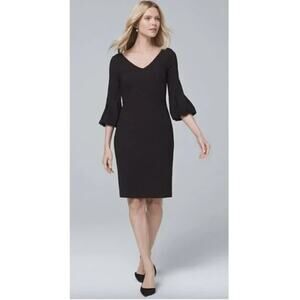 White House Black Market Black Body Perfecting Lantern Sleeve Sheath Dress – NWT